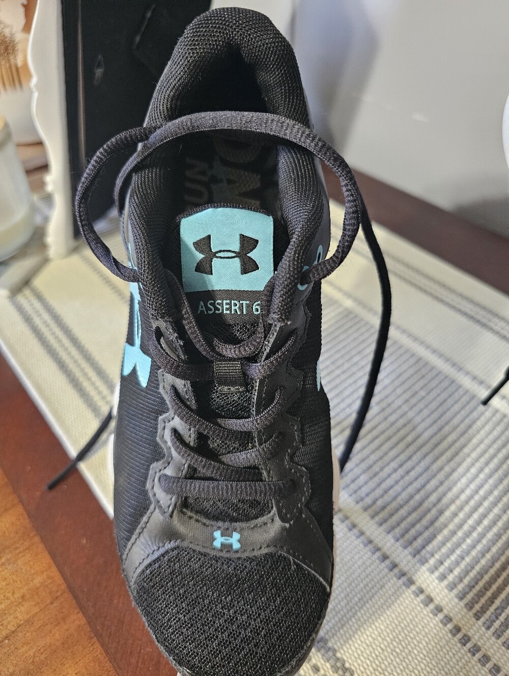 Under Armour Black Sneakers with Aqua Logo Accents - Picture 8 of 11